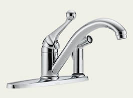 Delta Classic: Single Handle Kitchen Faucet With Integral Spray - 300-BH-DST