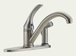 Delta Classic: Single Handle Kitchen Faucet With Integral Spray - 300-SS-DST-L