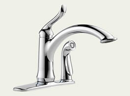 Delta 3353-DST Linden: Single Handle Kitchen Faucet With Integral Spray, Chrome