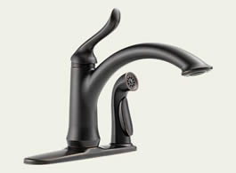Delta 3353-RB-DST Linden: Single Handle Kitchen Faucet With Integral Spray, Venetian Bronze