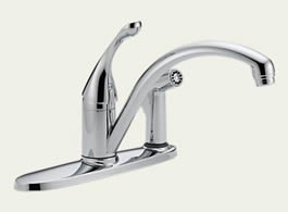 Delta 340-DST Classic: Single Handle Kitchen Faucet With Integral Spray, Chrome
