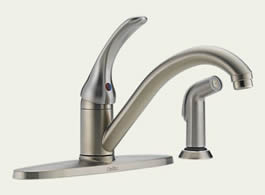 Delta Classic: Single Handle Kitchen Faucet With Spray - 400-SS-DST-L