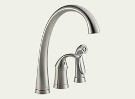 Delta Pilar: Single Handle Kitchen Faucet With Spray - 4380-SS-DST