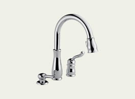 Delta 978-SD-DST Leland: Single Handle Pull-Down Kitchen Faucet With Soap Dispenser, Chrome