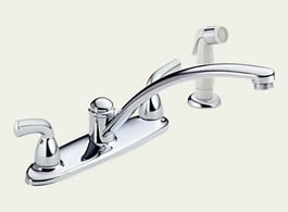 Delta B2410LF Foundations: Two Handle Kitchen Faucet With Spray, Chrome