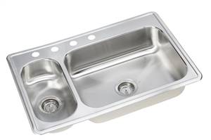 Elkay - DDEMR23322R4 - Dayton Sink Bowl - 4 Holes Drilled, Small Bowl on Right