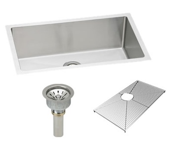 Elkay EFRU2816DBG - Avado Undermount Sink Package includes single bowl EFRU2816 stainless steel kitchen sink, bottom grid protector and basket drain assembly.