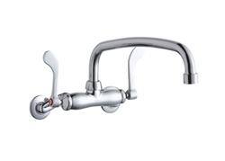 Elkay LK945AT12T4T - Adjustable Wall Mounted Commercial Faucet with Wristblade Handles and 12-inch Spout