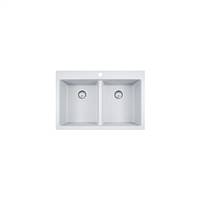Franke DIG62D91-WHT Primo 33" Double Basin Undermount/Drop In Kitchen Sink, Granite - White