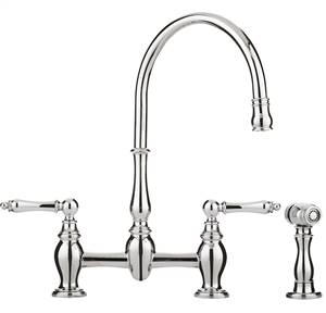 Franke FF6000A Farm House Series Arc Spout Kitchen Faucet With Side Spray, Polished Chrome