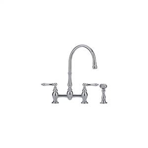 Franke FF6070A Farm House Series Arc Spout Kitchen Faucet With Side Spray, Polished Nickel