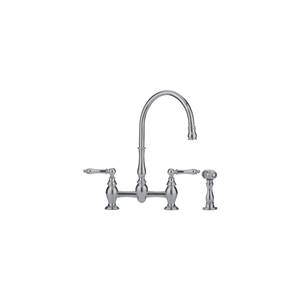 Franke FF6080A Farm House Series Arc Spout Kitchen Faucet With Side Spray, Satin Nickel