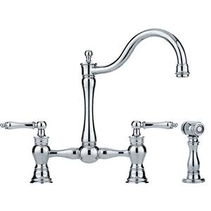 Franke FF7000A Farm House Series Arc Spout Kitchen Faucet With Side Spray, Polished Chrome
