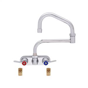 Fisher 19550 - 4-inch BACKSPLASH WITH ELBOWS FAUCET WITH 8-inch SWING SPOUT, 7-inch DJ & LEVER HANDLES