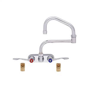 Fisher 19704 - 4-inch BACKSPLASH WITH ELBOWS FAUCET WITH 8-inch SWING SPOUT, 7-inch DJ & WRIST HANDLES