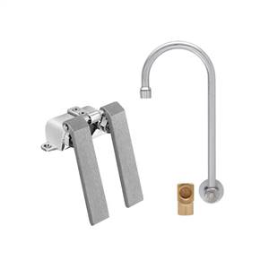Fisher 22845 - STAINLESS STEEL BACKSPLASH WITH ELBOW BASE & DUAL KNEE VALVE WITH6-inch SWIVEL GOOSENECK SPOUT