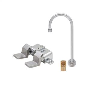 Fisher 22861 - STAINLESS STEEL BACKSPLASH WITH ELBOW BASE & DUAL FOOT FLOORVALVE WITH 6-inch SWIVEL GOOSENECK SPOUT