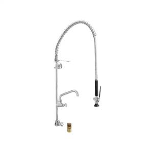 Fisher 25097 - 3/4-inch SPRING PRERINSE WITH SINGLE BACKSPLASH WITH ELBOW CONTROLVALVE, 16-inch RISER, 36-inch HOSE, WALL BRACKET, ULTRA SPRAY VALVE &ADDON FAUCET WITH 14-inch SWING SPOUT