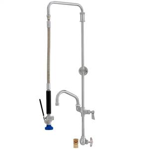 Fisher 25267 - 3/4-inch SWIVEL PRERINSE WITH SINGLE BACKSPLASH WITH ELBOW CONTROLVALVE, 25-inch RISER, 15-inch HOSE, WALL BRACKET, ULTRA SPRAY VALVE &ADDON FAUCET WITH 10-inch SWING SPOUT