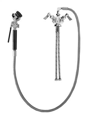 Fisher 26417 - STAINLESS STEEL UTILITY SPRAY WITH SINGLE DECK DUAL CONTROLVALVE, 60-inch HOSE, SWIVEL ELBOW & WALL HOOK