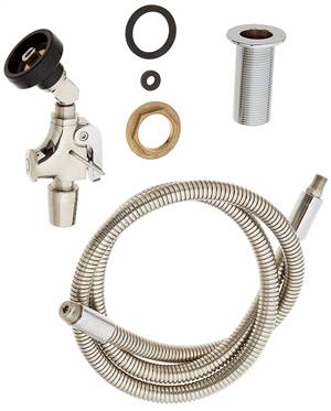 Fisher 26522 - STAINLESS STEEL 60-inch HOSE & UTILITY SPRAY VALVE WITH SHORT SQUEEZELEVER & DECK FLANGE