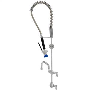 Fisher 27863 - SPRING PRERINSE WITH SINGLE BACKSPLASH CONTROL VALVE, 16-inch RISER, 30-inch HOSE, WALL BRACKET, ULTRA SPRAY VALVE, ADDON FAUCET WITH 6-inch SWING SPOUT & INLINE VACUUM BREAKER