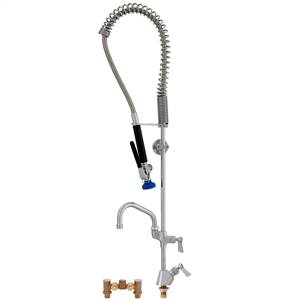 Fisher 30147 - SPRING PRERINSE WITH SINGLE DECK WITH TEMP ADJUST CONTROL VALVE,16-inch RISER, 30-inch HOSE, WALL BRACKET, ULTRA SPRAY VALVE, ADDONFAUCET WITH 8-inch SWING SPOUT & INLINE VACUUM BREAKER