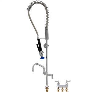 Fisher 30430 - SPRING PRERINSE WITH DECK BASE & 4-inch REMOTE VALVE, 16-inch RISER, 30-inchHOSE, WALL BRACKET, ULTRA SPRAY VALVE, ADDON FAUCET WITH 8-inch SWINGSPOUT & INLINE VACUUM BREAKER