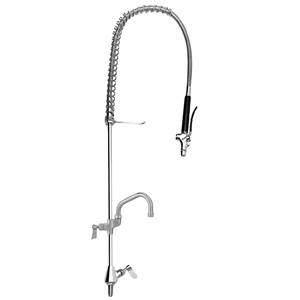 Fisher 32174 - STAINLESS STEEL SPRING GLASS FILLER WITH SINGLE WALL CONTROLVALVE, 16-inch RISER, 36-inch HOSE, WALL BRACKET, GLASS FILLER VALVE &ADDON FAUCET WITH 6-inch SWING SPOUT