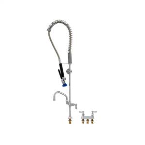 Fisher 32433 - STAINLESS STEEL SPRING PRERINSE WITH DECK BASE & 4-inch REMOTE VALVE,16-inch RISER, 36-inch HOSE, WALL BRACKET, ULTRA SPRAY VALVE & ADDONFAUCET WITH 6-inch SWING SPOUT