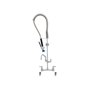 Fisher 35025 - STAINLESS STEEL SPRING PRERINSE WITH 4-inch BACKSPLASH WITH ELBOWSCONTROL VALVE, 16-inch RISER, 30-inch HOSE, WALL BRACKET, ULTRA SPRAYVALVE, ADDON FAUCET WITH 14-inch SWING SPOUT & INLINE VACUUM BREAKER