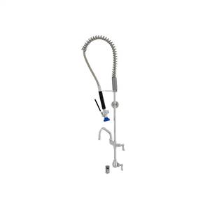 Fisher 35165 - STAINLESS STEEL SPRING PRERINSE WITH SINGLE BACKSPLASH WITH ELBOWCONTROL VALVE, 16-inch RISER, 30-inch HOSE, WALL BRACKET, ULTRA SPRAYVALVE, ADDON FAUCET WITH 10-inch SWING SPOUT & INLINE VACUUM BREAKER