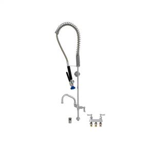 Fisher 35319 - STAINLESS STEEL SPRING PRERINSE WITH BACKSPLASH WITH ELBOW BASE &4-inch REMOTE VALVE, 16-inch RISER, 30-inch HOSE, WALL BRACKET, ULTRA SPRAYVALVE, ADDON FAUCET WITH 8-inch SWING SPOUT & INLINE VACUUM BREAKER