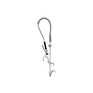 Fisher 36250 - STAINLESS STEEL SPRING PRERINSE WITH SINGLE DECK WITH TEMP ADJUSTCONTROL VALVE, 16-inch RISER, 30-inch HOSE, WALL BRACKET, ULTRA SPRAYVALVE, ADDON FAUCET WITH 6-inch SWING SPOUT & INLINE VACUUM BREAKER