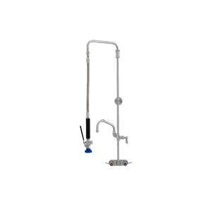 Fisher 37079 - STAINLESS STEEL SWIVEL PRERINSE WITH 4-inch BACKSPLASH CONTROL VALVE,25-inch RISER, 15-inch HOSE, WALL BRACKET, ULTRA SPRAY VALVE & ADDONFAUCET WITH 8-inch SWING SPOUT