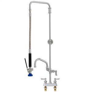 Fisher 38113 - STAINLESS STEEL SWIVEL PRERINSE WITH 4-inch DECK CONTROL VALVE, 25-inch RISER, 15-inch HOSE, WALL BRACKET, ULTRA SPRAY VALVE & ADDON FAUCETWITH 12-inch SWING SPOUT