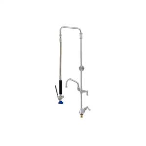 Fisher 38202 - STAINLESS STEEL SWIVEL PRERINSE WITH SINGLE DECK WITH TEMP ADJUSTCONTROL VALVE, 25-inch RISER, 15-inch HOSE, WALL BRACKET, ULTRA SPRAYVALVE & ADDON FAUCET WITH 14-inch SWING SPOUT