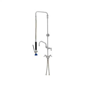 Fisher 38237 - STAINLESS STEEL SWIVEL PRERINSE WITH SINGLE DECK DUAL CONTROLVALVE, 25-inch RISER, 15-inch HOSE, WALL BRACKET, ULTRA SPRAY VALVE &ADDON FAUCET WITH 6-inch SWING SPOUT