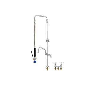 Fisher 38555 - STAINLESS STEEL SWIVEL PRERINSE WITH DECK BASE & 4-inch REMOTE VALVE,25-inch RISER, 15-inch HOSE, WALL BRACKET, ULTRA SPRAY VALVE, ADDONFAUCET WITH 8-inch SWING SPOUT