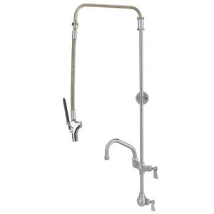 Fisher 38830 - STAINLESS STEEL SWIVEL GLASS FILLER WITH SINGLE WALL CONTROLVALVE, 25-inch RISER, 15-inch HOSE, WALL BRACKET, GLASS FILLER VALVE &ADDON FAUCET WITH 10-inch SWING SPOUT