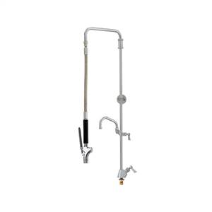 Fisher 39047 - STAINLESS STEEL SWIVEL GLASS FILLER WITH SINGLE DECK CONTROLVALVE, 25-inch RISER, 15 HOSE, WALL BRACKET, GLASS FILLER VALVE &ADDON FAUCET WITH 8-inch SWING SPOUT