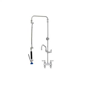 Fisher 42617 - STAINLESS STEEL ULTRA PRERINSE WITH 4-inch DECK CONTROL VALVE, 25-inch RISER, 12-inch HOSE, WALL BRACKET, ULTRA SPRAY VALVE & ADDON FAUCETWITH 10-inch SWING SPOUT