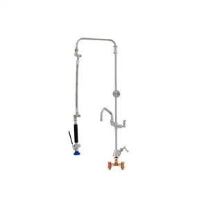 Fisher 42706 - STAINLESS STEEL ULTRA PRERINSE WITH SINGLE DECK WITH TEMP ADJUSTCONTROL VALVE, 25-inch RISER, 12-inch HOSE, WALL BRACKET, ULTRA SPRAYVALVE & ADDON FAUCET WITH 10-inch SWING SPOUT