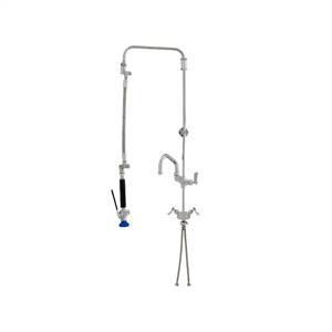 Fisher 44113 - STAINLESS STEEL ULTRA PRERINSE WITH SINGLE DECK DUAL CONTROLVALVE, 25-inch RISER, 12-inch HOSE, WALL BRACKET, ULTRA SPRAY VALVE &ADDON FAUCET WITH 10-inch SWING SPOUT