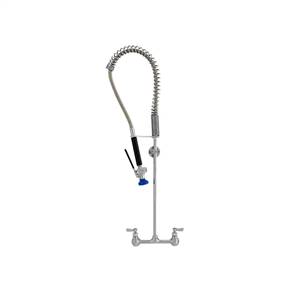 Fisher 52922 - 8 inch Center Wall Mounted Spring Style Stainless Steel Pre-Rinse Faucet with Concentrics & EZ Install Adapters