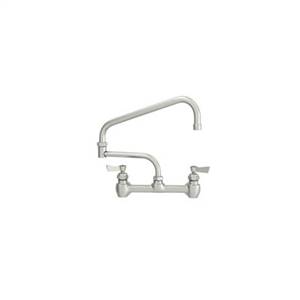 Fisher - 57142 - 8” Wall Mounted Faucet with Eccentrics, Concentrics, EZ Install Adapters & Elbow, 13-inch Double Jointed Swing Spout and Wrist Handles 