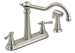 Gerber 42-806-SS Brianne™ Traditional Two Handle Kitchen Faucet with Side Spray, Stainless Steel Finish