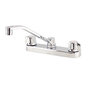 Gerber 0742406 - 2H Kitchen Faucet, Metal Fluted Handle, Casting Underbody, D-Tubular Spout, Less Spray, Deck Mount