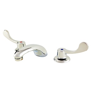 Gerber C0-441-54 Commercial 2H Widespread Lavatory Faucet w/ Wrist Blade Handles Rigid Connections & Less Drain 0.5gpm Chrome