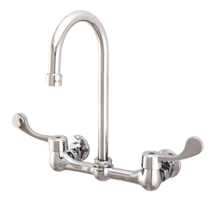 Gerber C0-443-43 Commercial 2H Wall Mounted Kitchen Faucet w/ Wrist Blade Handles & 12" Hi Arc Swing Spout 1.75gpm Chrome